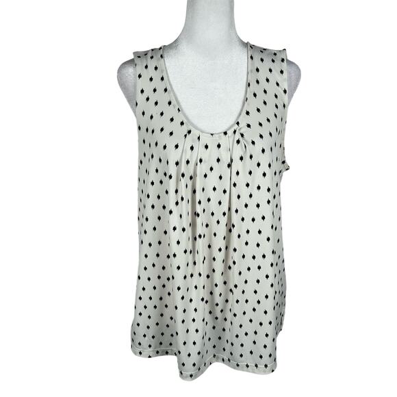 Banana Republic Sleeveless White Black Tank Top Medium Business Scoop Neck - Picture 1 of 5